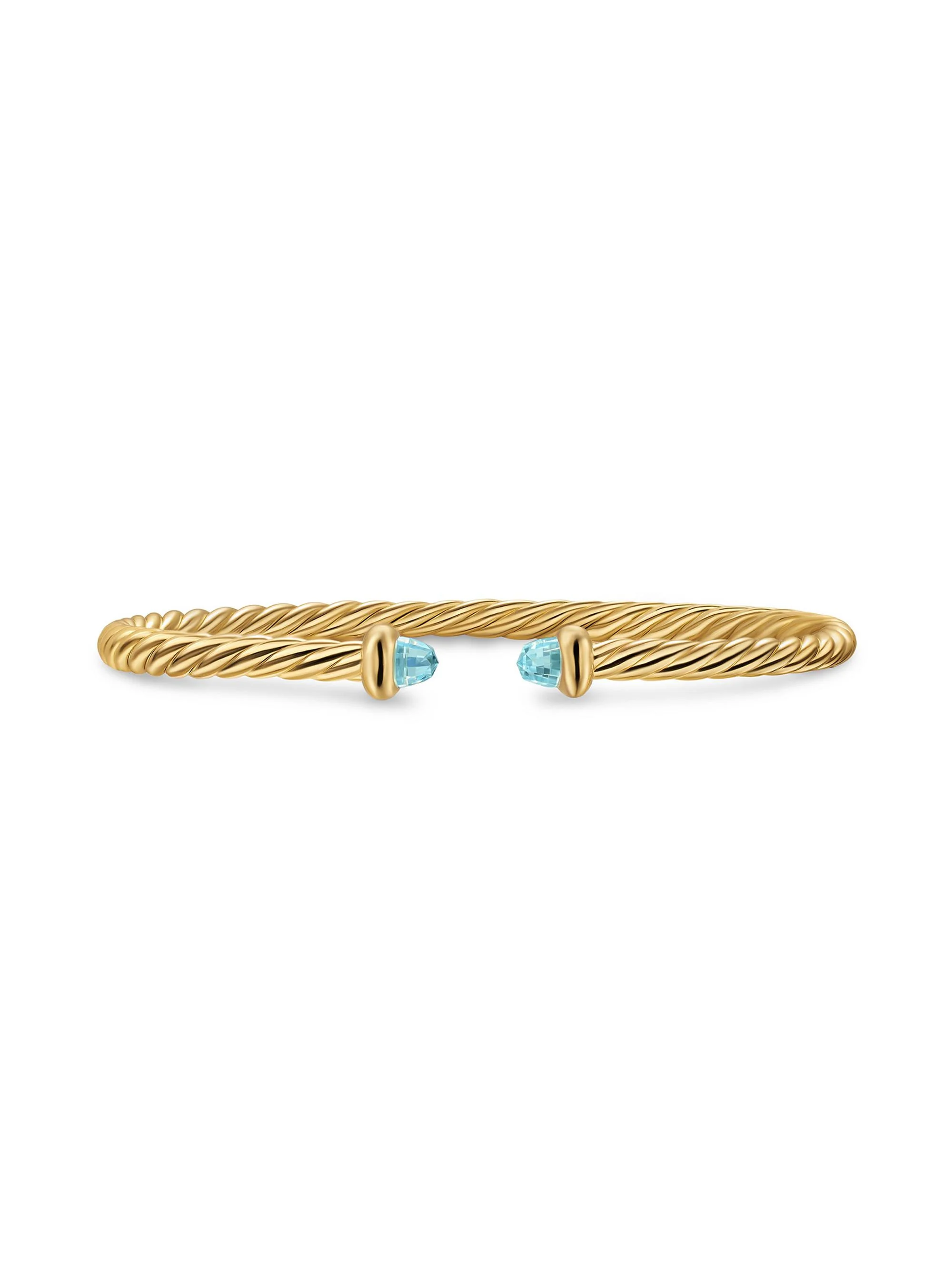 Women's Micro Cablespira Flex Teen Bracelet in 18K Yellow Gold - Aquamarine - 1