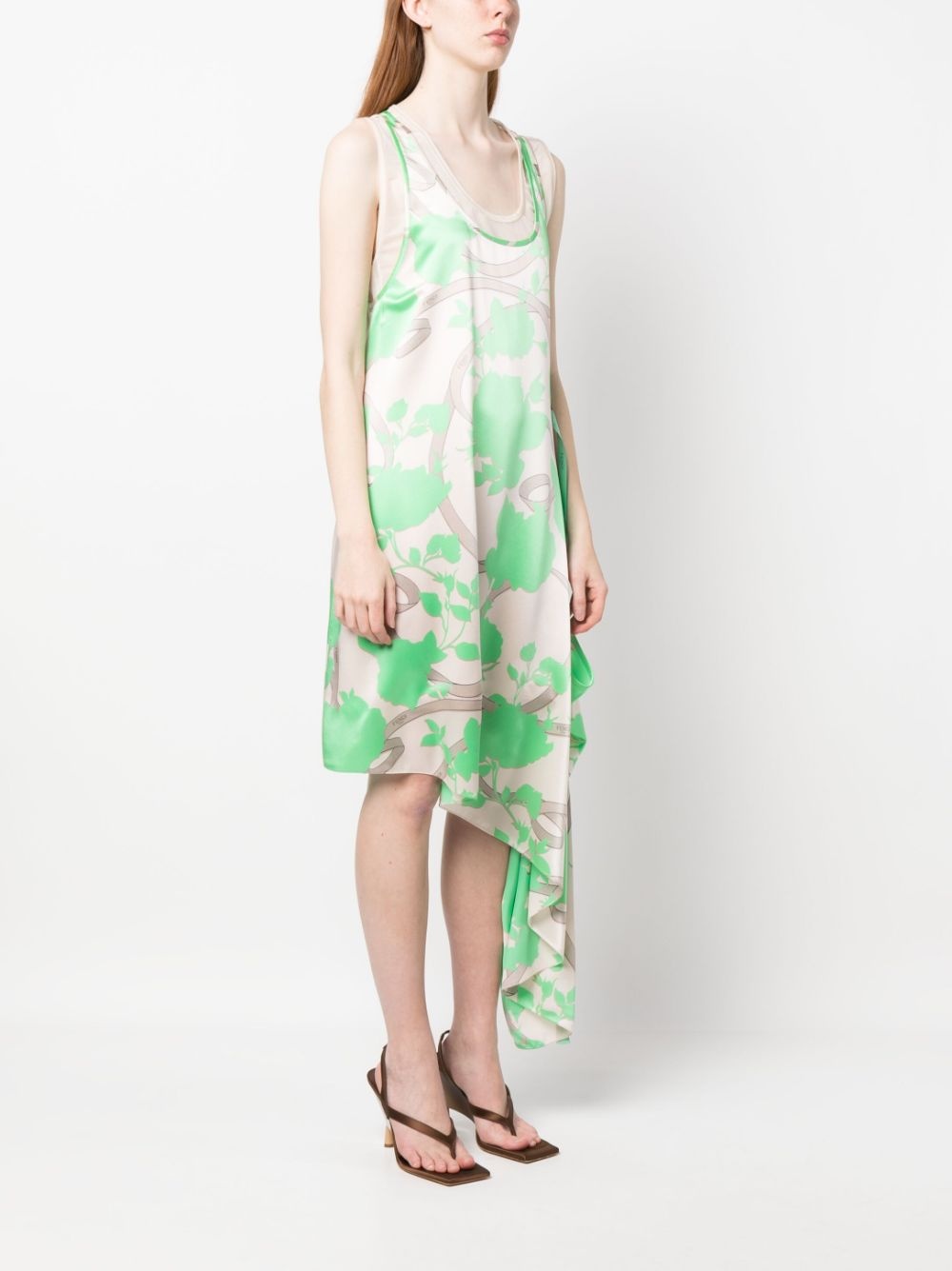 floral-motif draped silk dress - 3