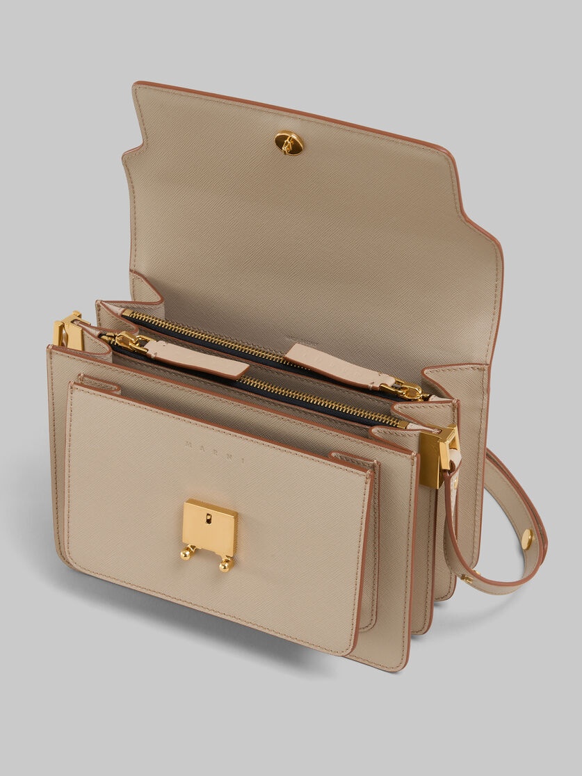 BEIGE SAFFIANO LEATHER MEDIUM TRUNK BAG - 3