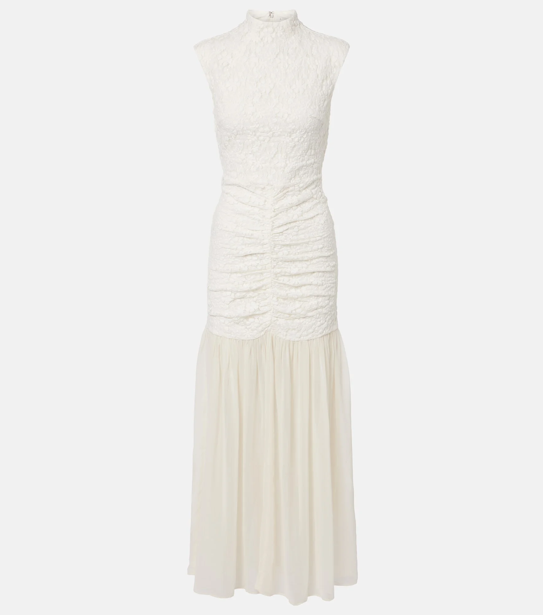 Ruched lace-trimmed maxi dress - 1