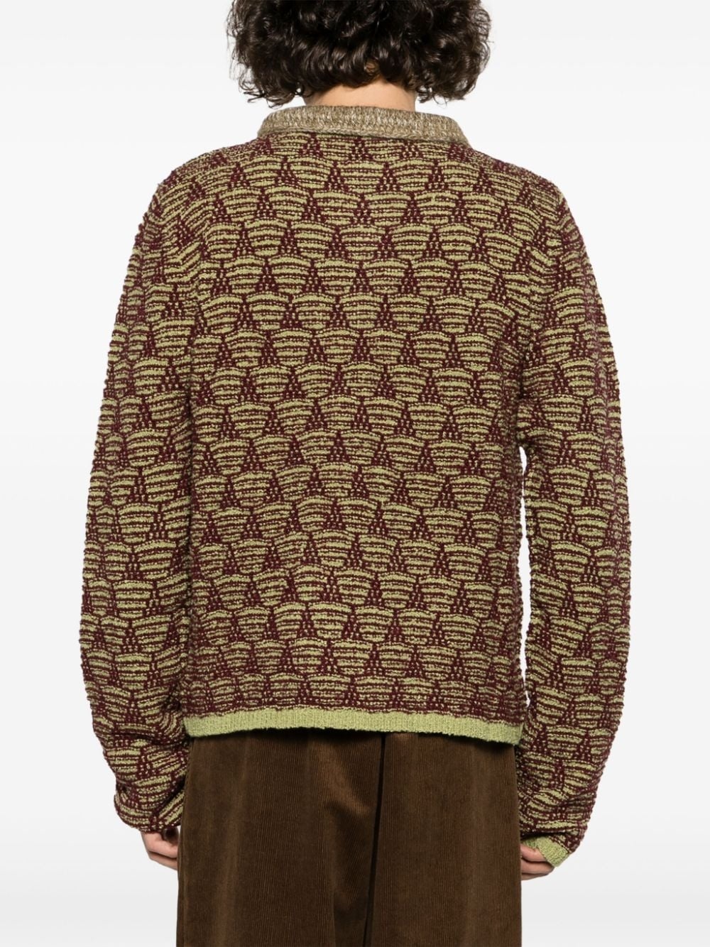 patterned-jacquard knitted polo shirt - 4