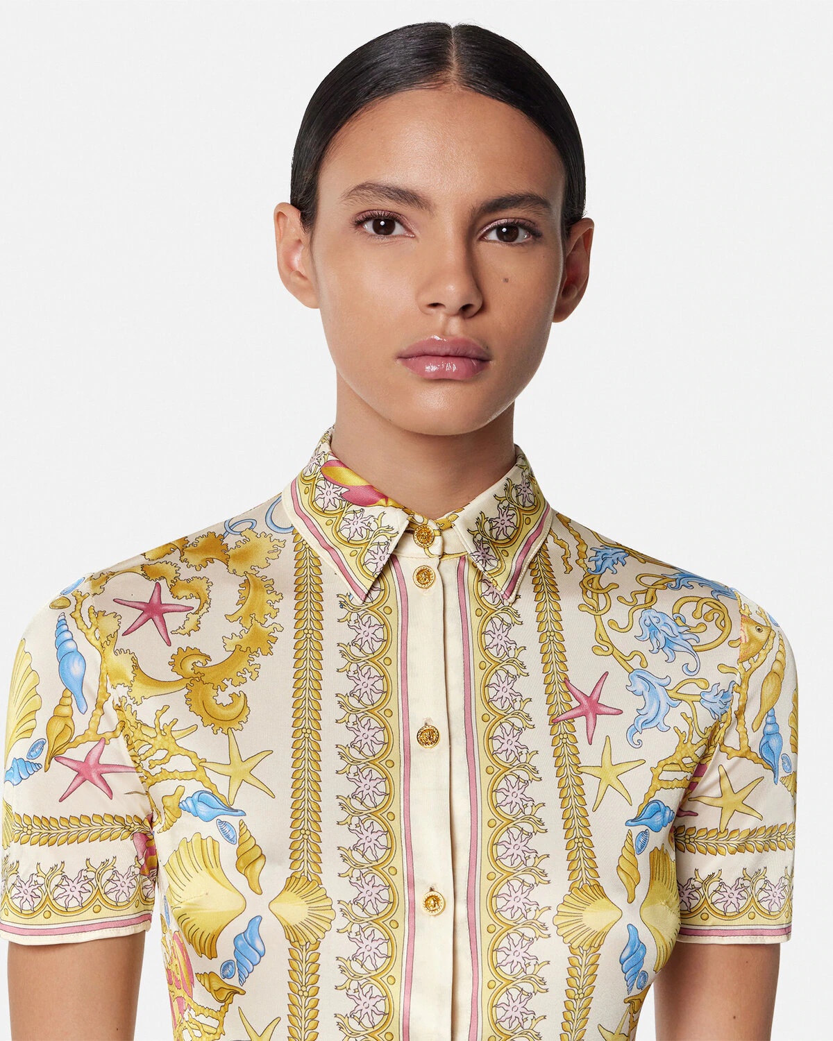 Underwater Barocco Fitted Midi Shirt Dress - 3
