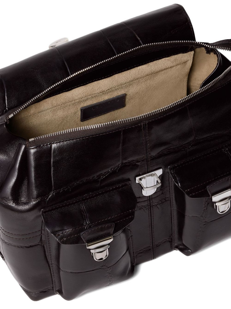 medium Gear croco-embossed flap messenger bag 5
