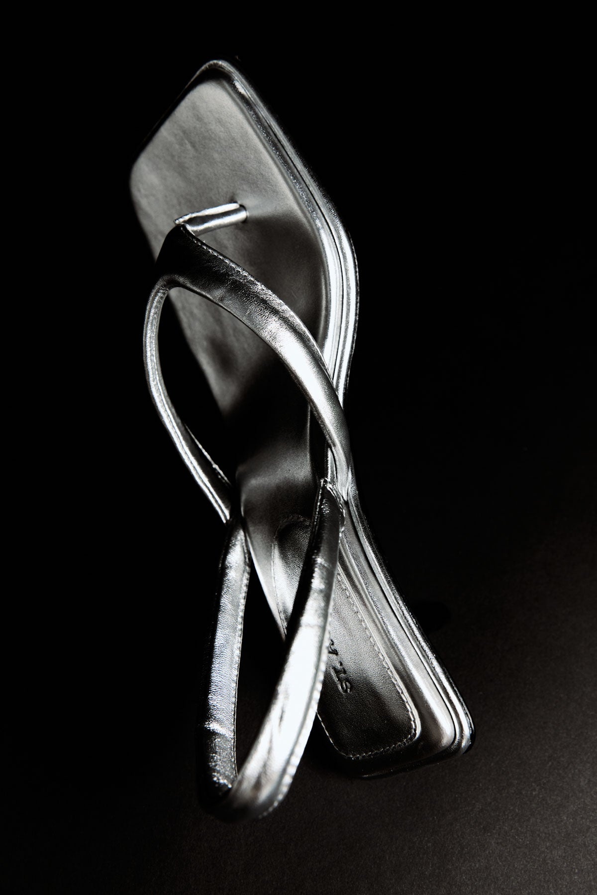Sling Back Thong Heel - Silver - 4
