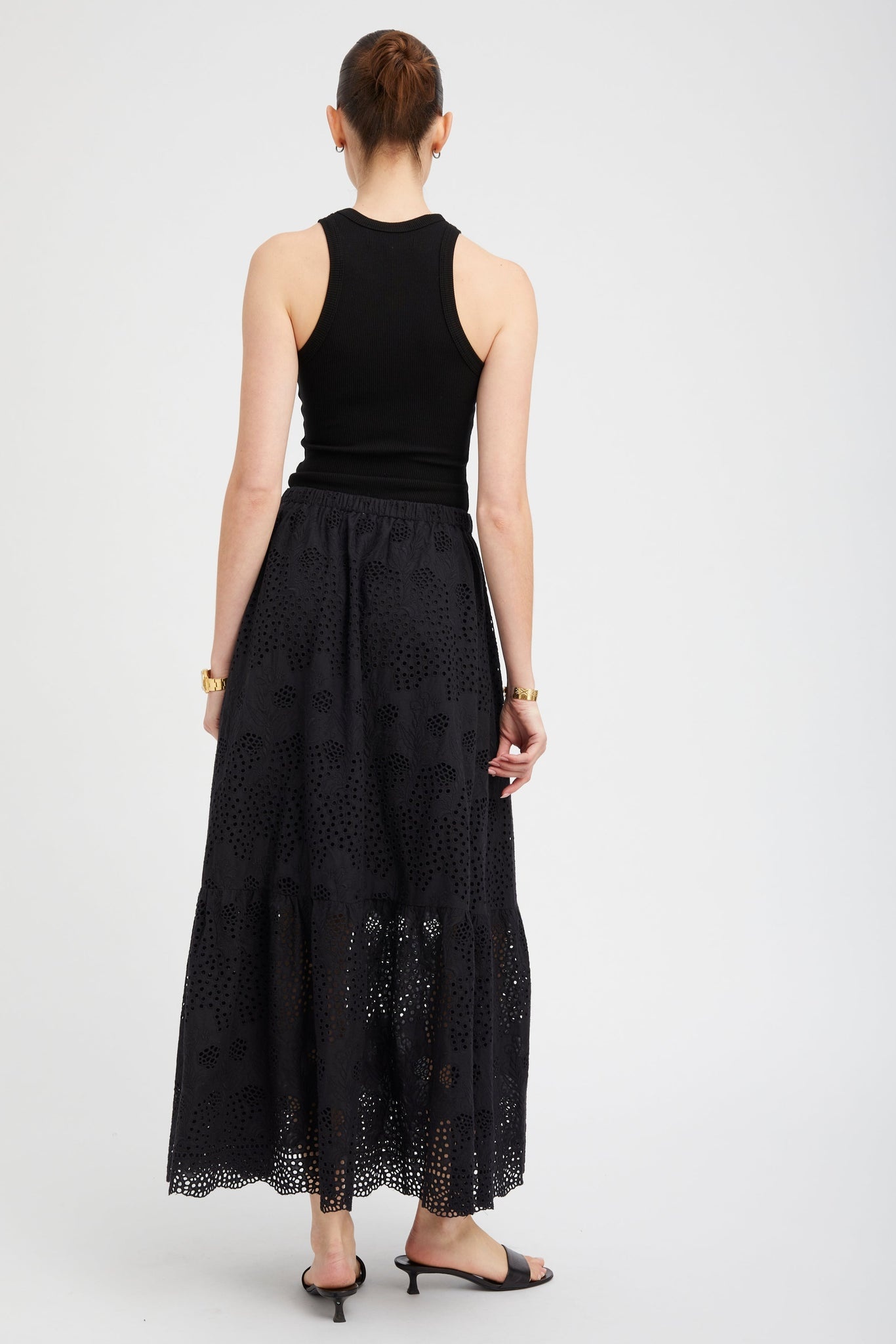 BLACK EYELET ALI MAXI SKIRT - 3