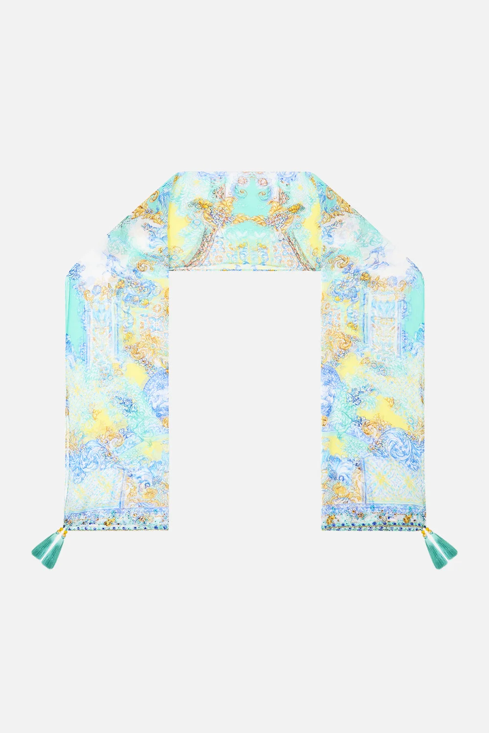 LONG SILK CRINKLE CHIFFON SCARF DIAL UP THE TILES - 1