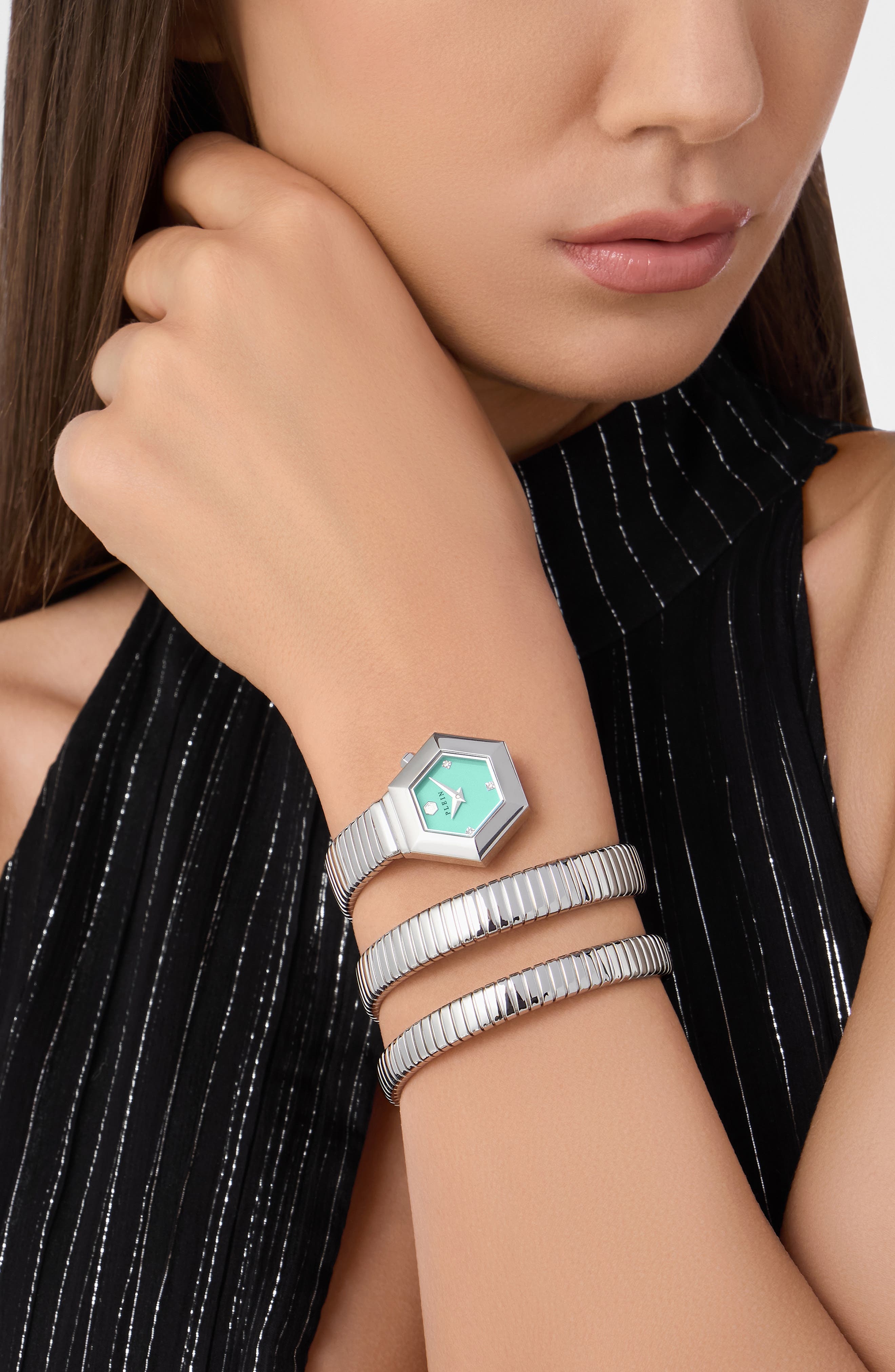 PHILIPP PLEIN $nake Hexagon Crystal Bracelet Watch, 28mm in Stainless Steel at Nordstrom - 2