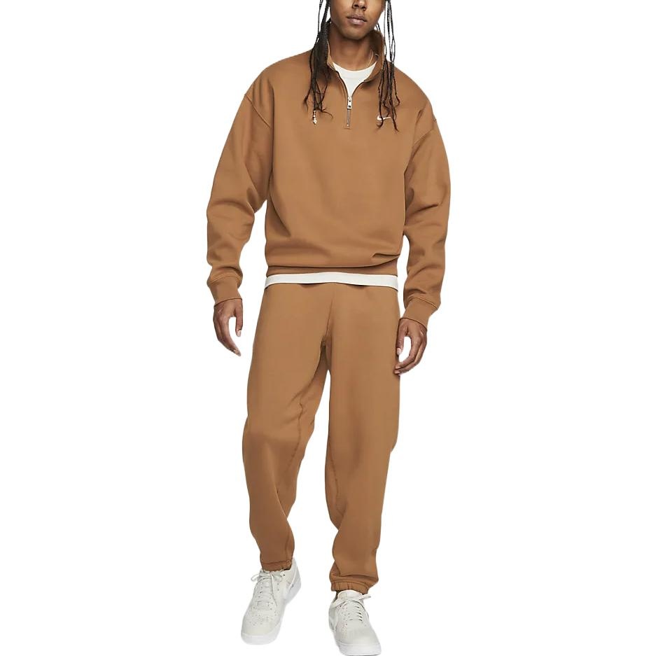 Nike Solo Swoosh 1/4-zip sweatshirt 'Orange Brown' DQ5210-270 - 3