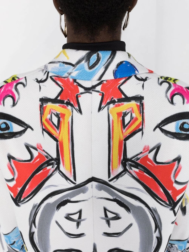 Agnelli graffiti 인쇄 단 하나 breasted 외투 3
