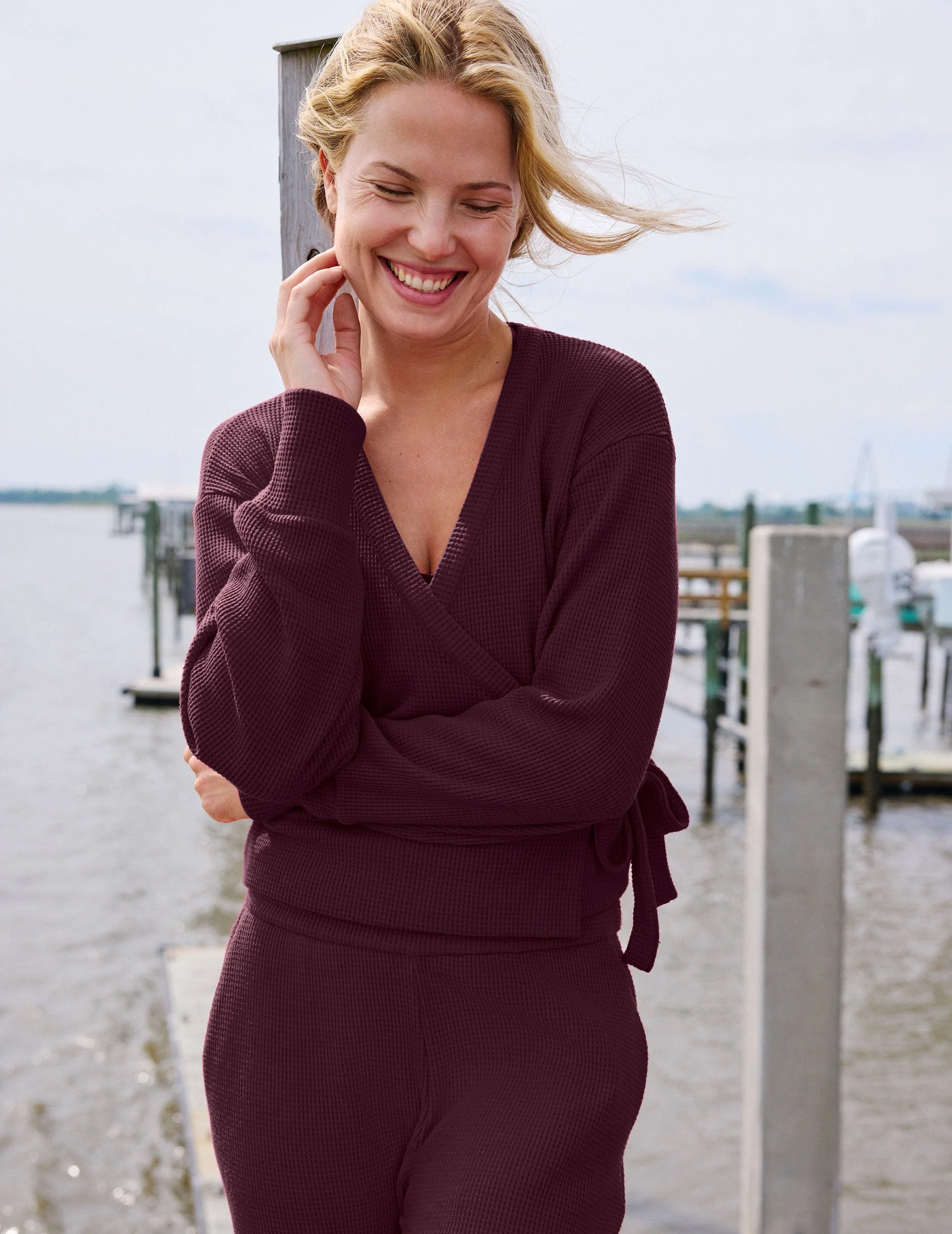 Rest Day Waffle Wrap Pullover - 1