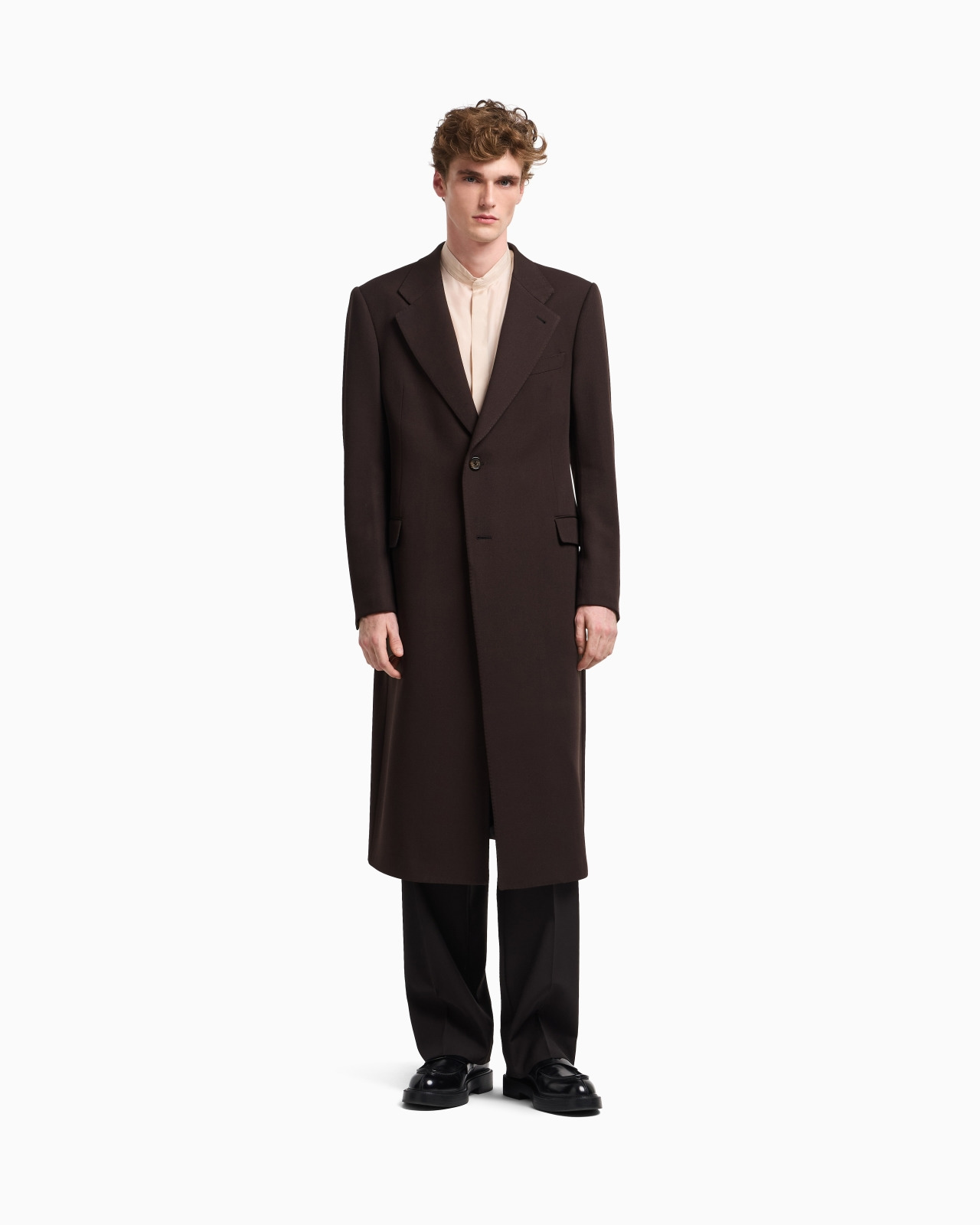 SINGLE-BREASTED COAT IN GRANULAR VIRGIN WOOL - 4