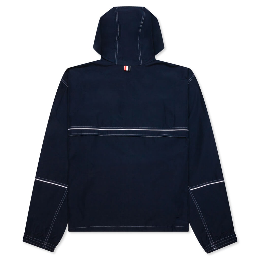 CONTRAST WHITE STITCHING OVERSIZED ZIP UP TRACK JACKET - NAVY - 2