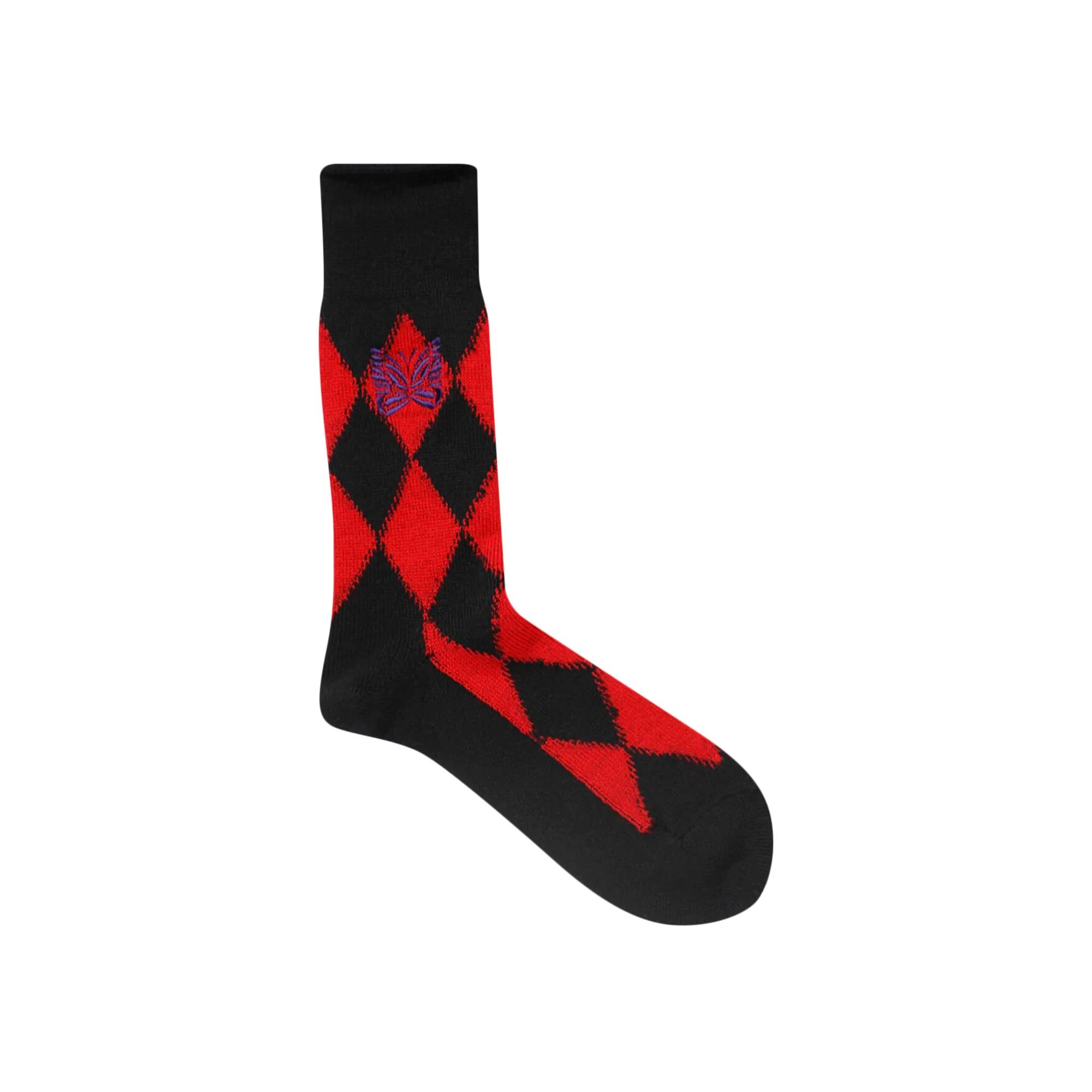 Needles Argyle Jacquard Socks 'Red' - 1