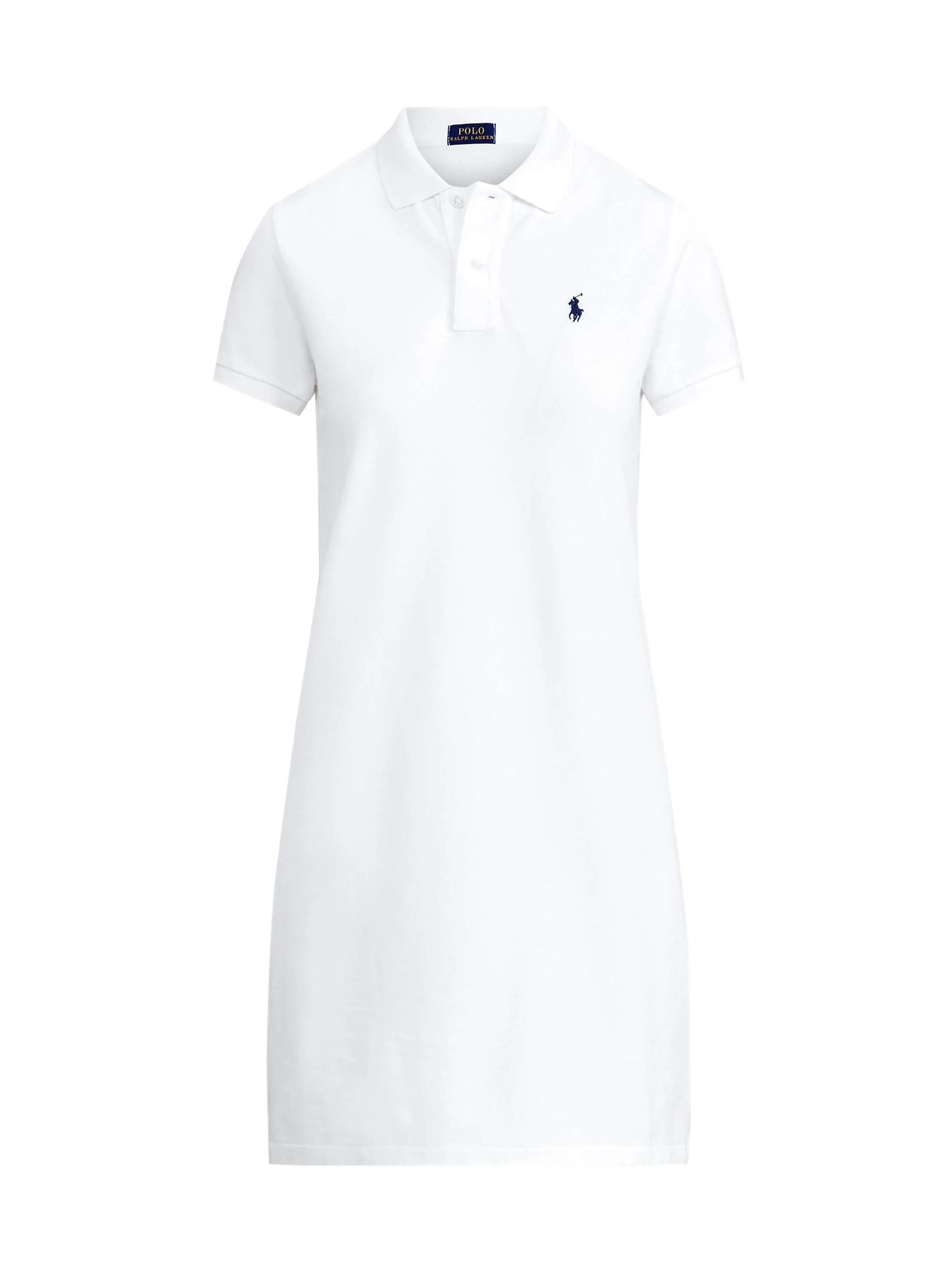 Women's Cotton Mesh Short-Sleeve Polo Dress - White - 1