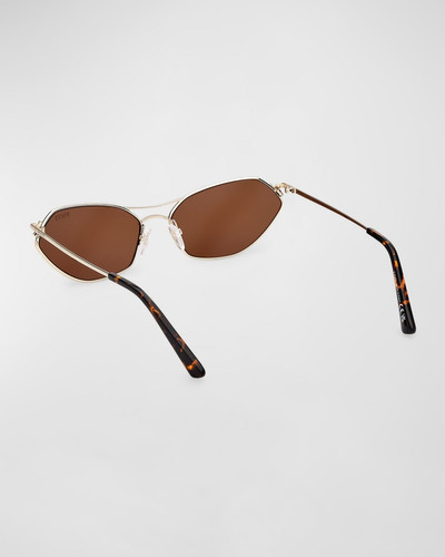 EMILIO PUCCI Geometric Metal & Acetate Rectangle Sunglasses outlook