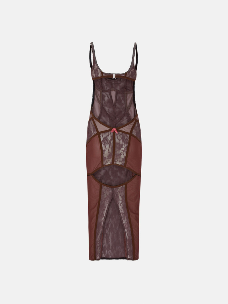 BROWN LACE MIDI DRESS 4