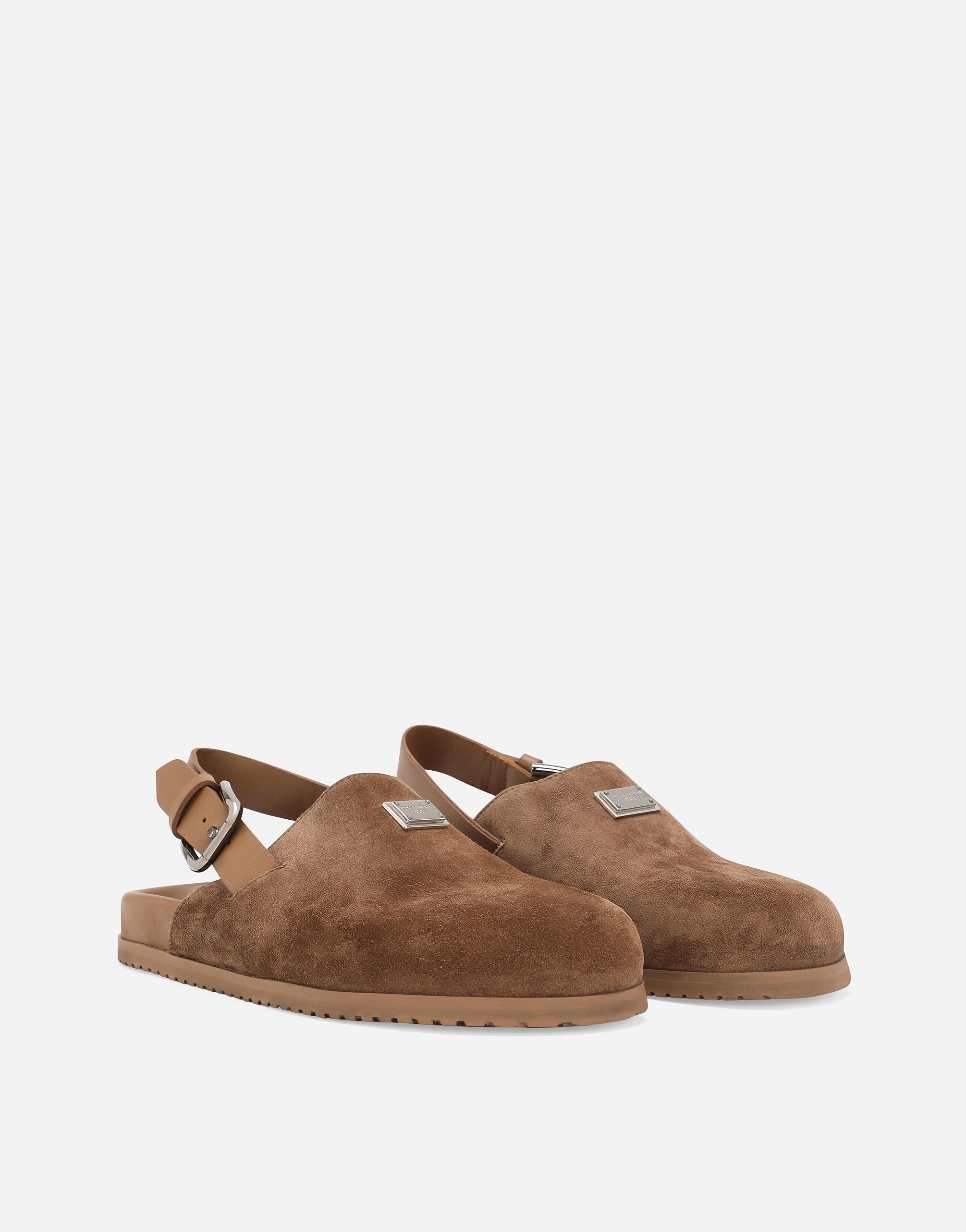 Suede mules with logo tag - 2
