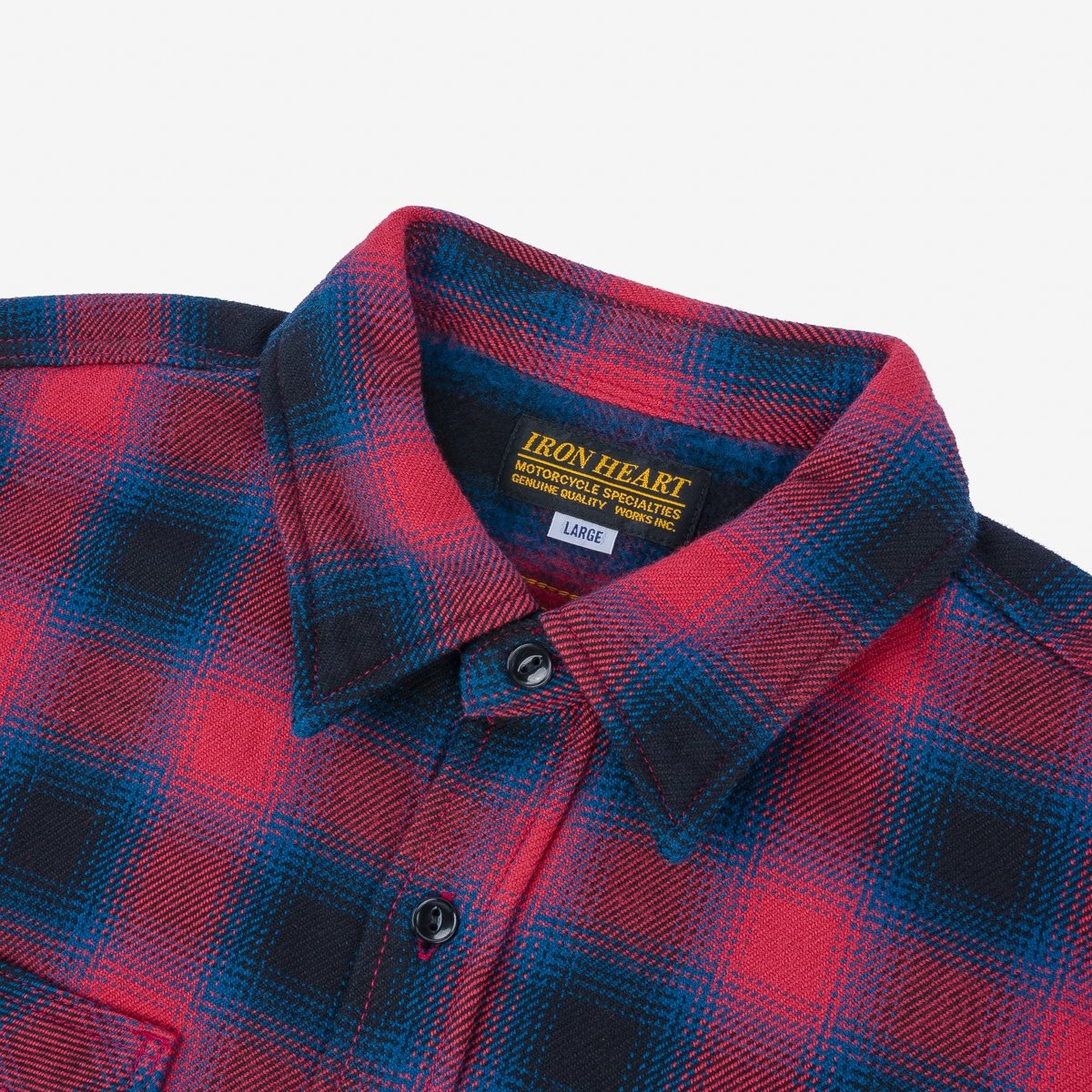 IHSH-379-RED Ultra Heavy Flannel Ombré Check Work Shirt - Red - 7