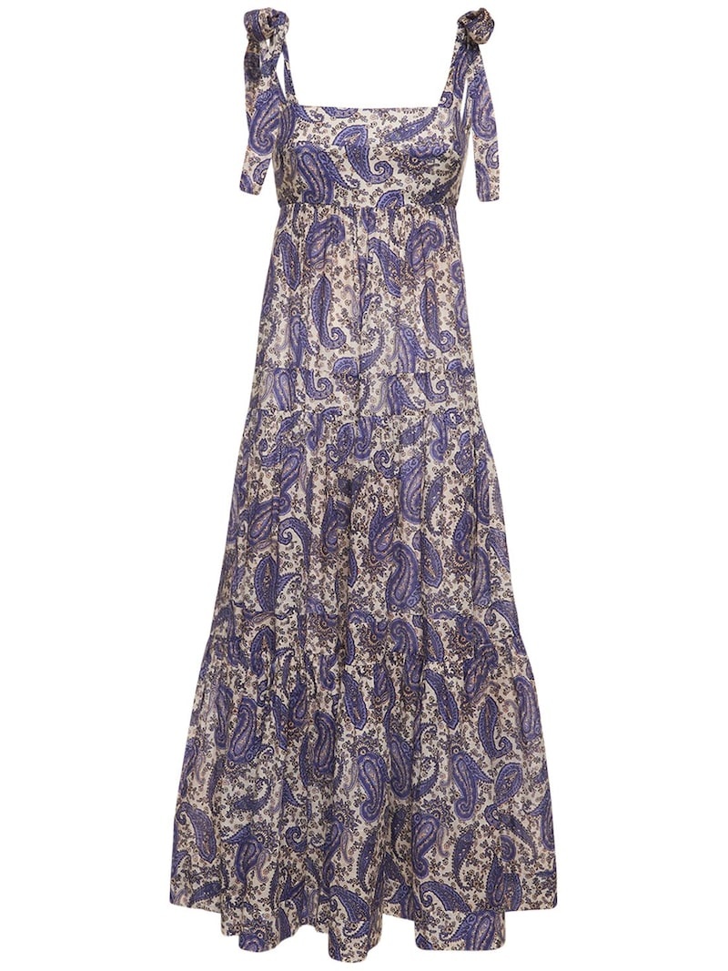 Devi printed lace-up cotton maxi dress - 1