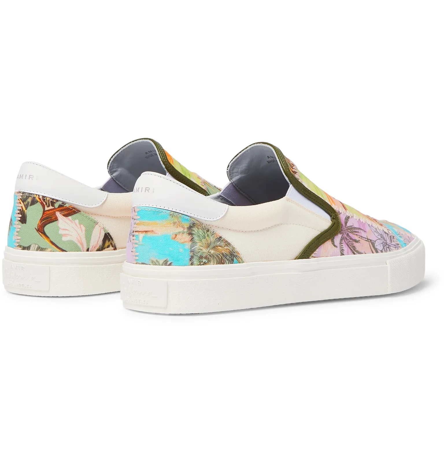 Leather-Trimmed Printed Canvas Slip-On Sneakers - 5