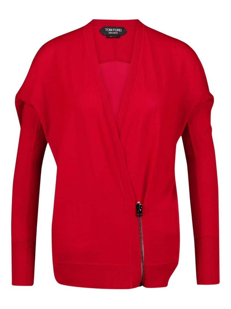 wrap zip-fastening cardigan 1