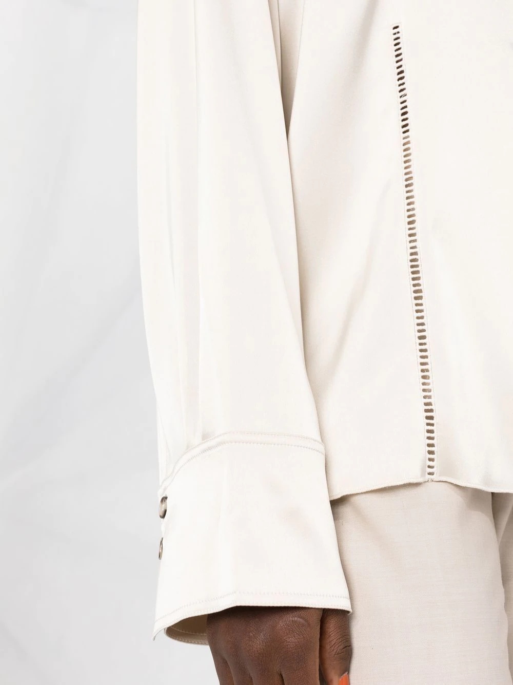 Caio ladder-stitch satin shirt - 3