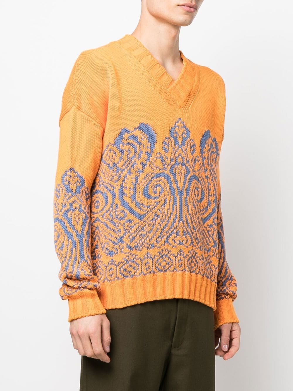 paisley intarsia V-neck jumper - 3