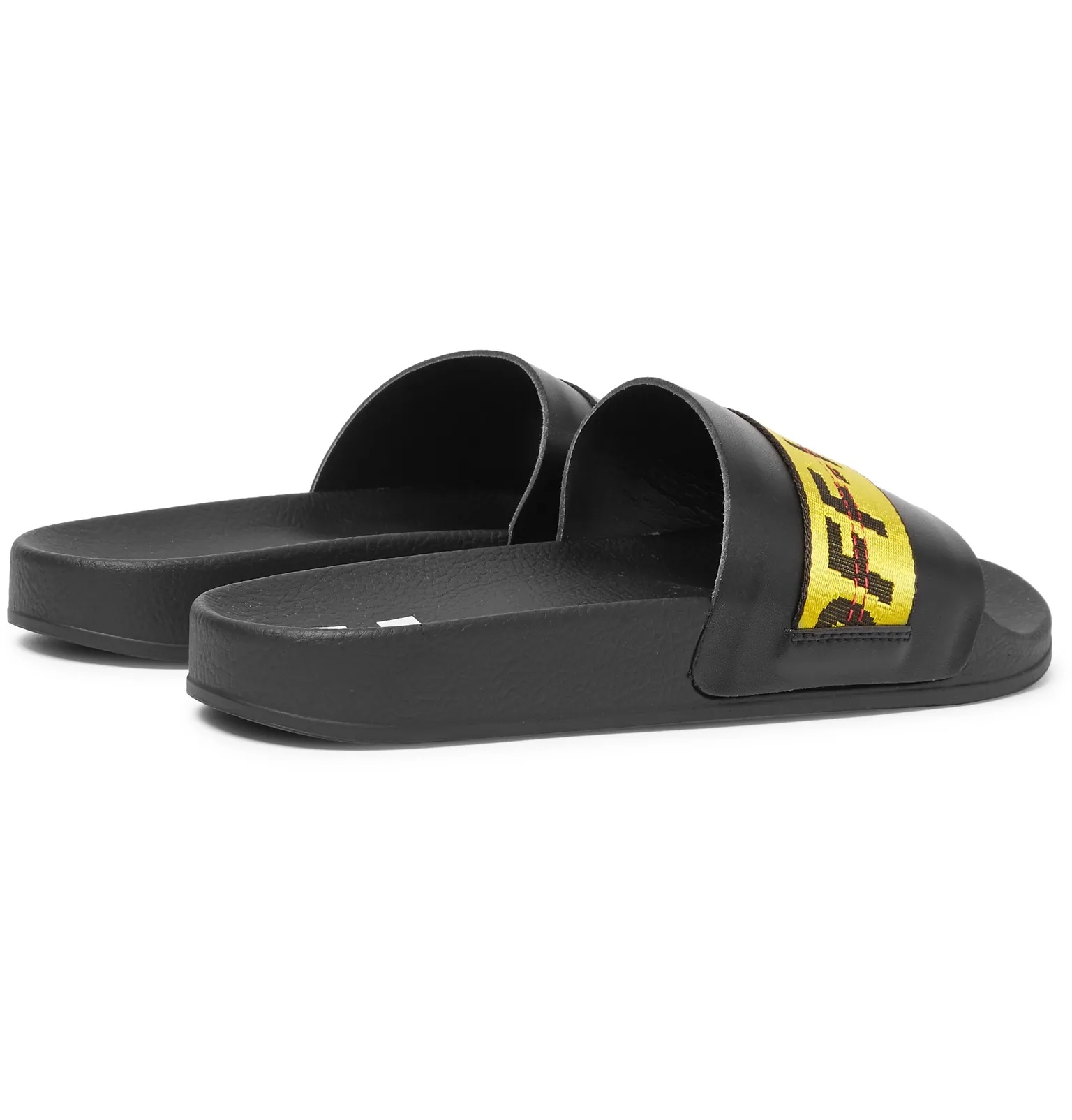 Logo Webbing-Trimmed Leather Slides - 5