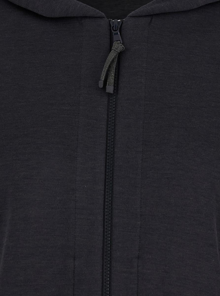 Brunello Cucinelli GREY HOODIE WITH ZIP CLOSURE IN COTTON AND SILK BLEND WOMAN - 3