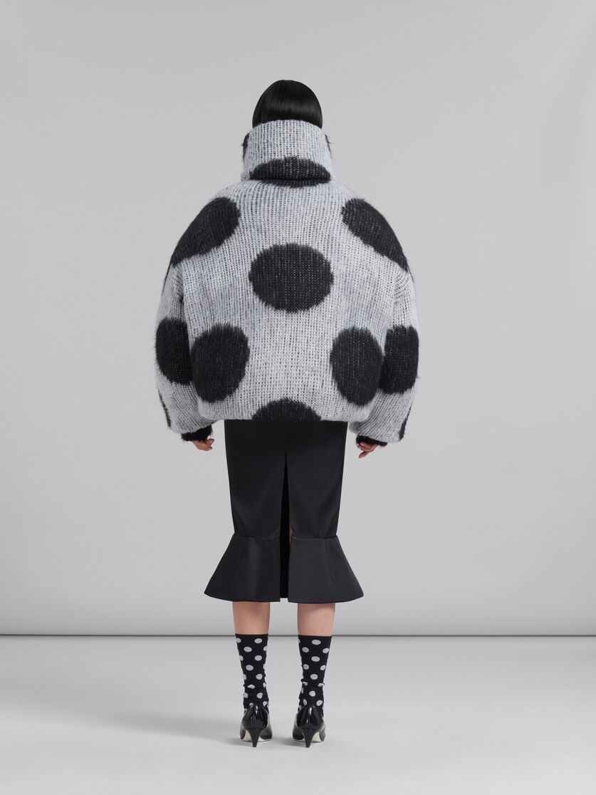 WHITE OVERSIZED MOHAIR JACKET WITH POLKA DOTS - 3