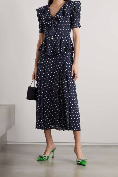 Alessandra Rich Ruffled polka-dot silk midi dress outlook