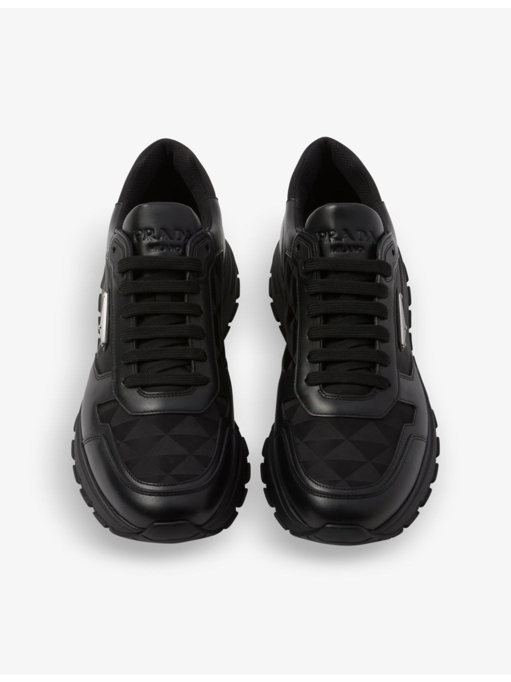 Re-Nylon brand-plaque leather and recycled-nylon high-top trainers - 3