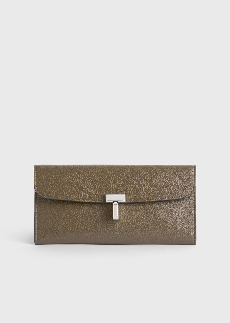 T-lock grained-leather wallet dark taupe 7