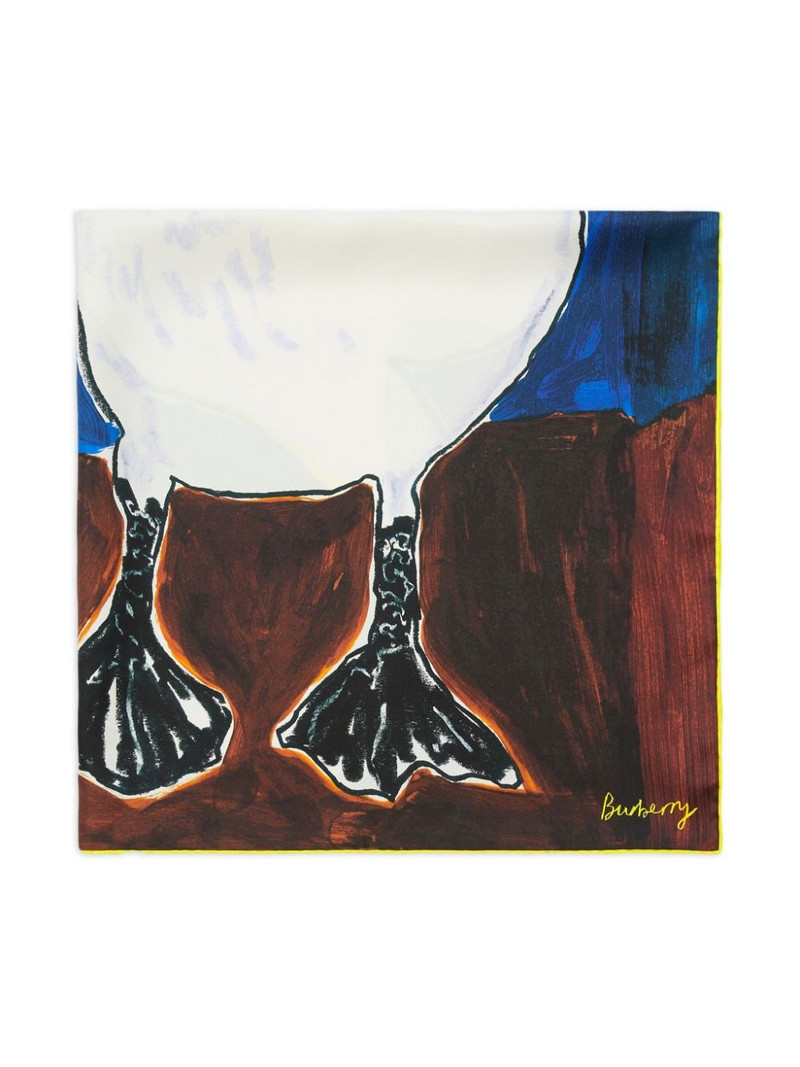 Burberry Swan-print silk scarf outlook