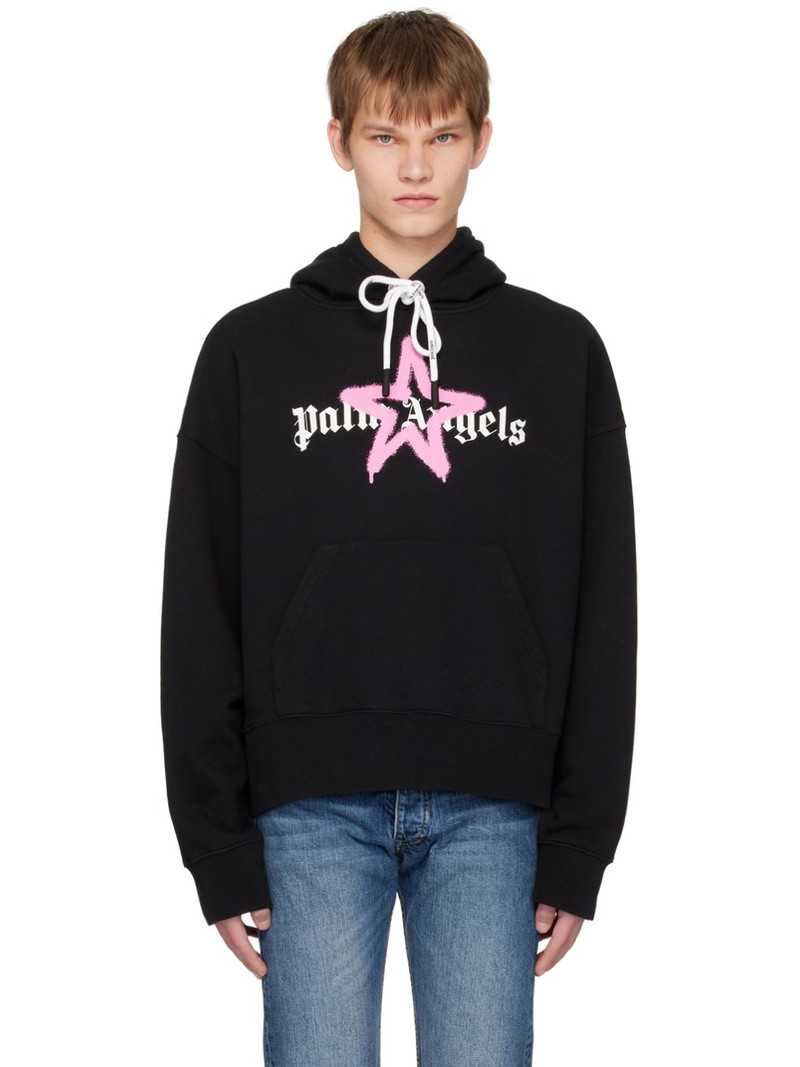 Black Printed Hoodie - 1