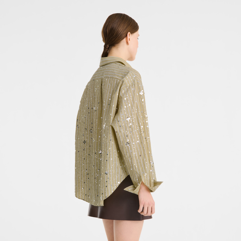 Shirt Pistachio - Sequin poplin 3