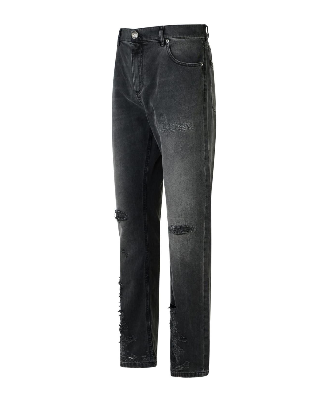 Black Cotton Jeans - 2