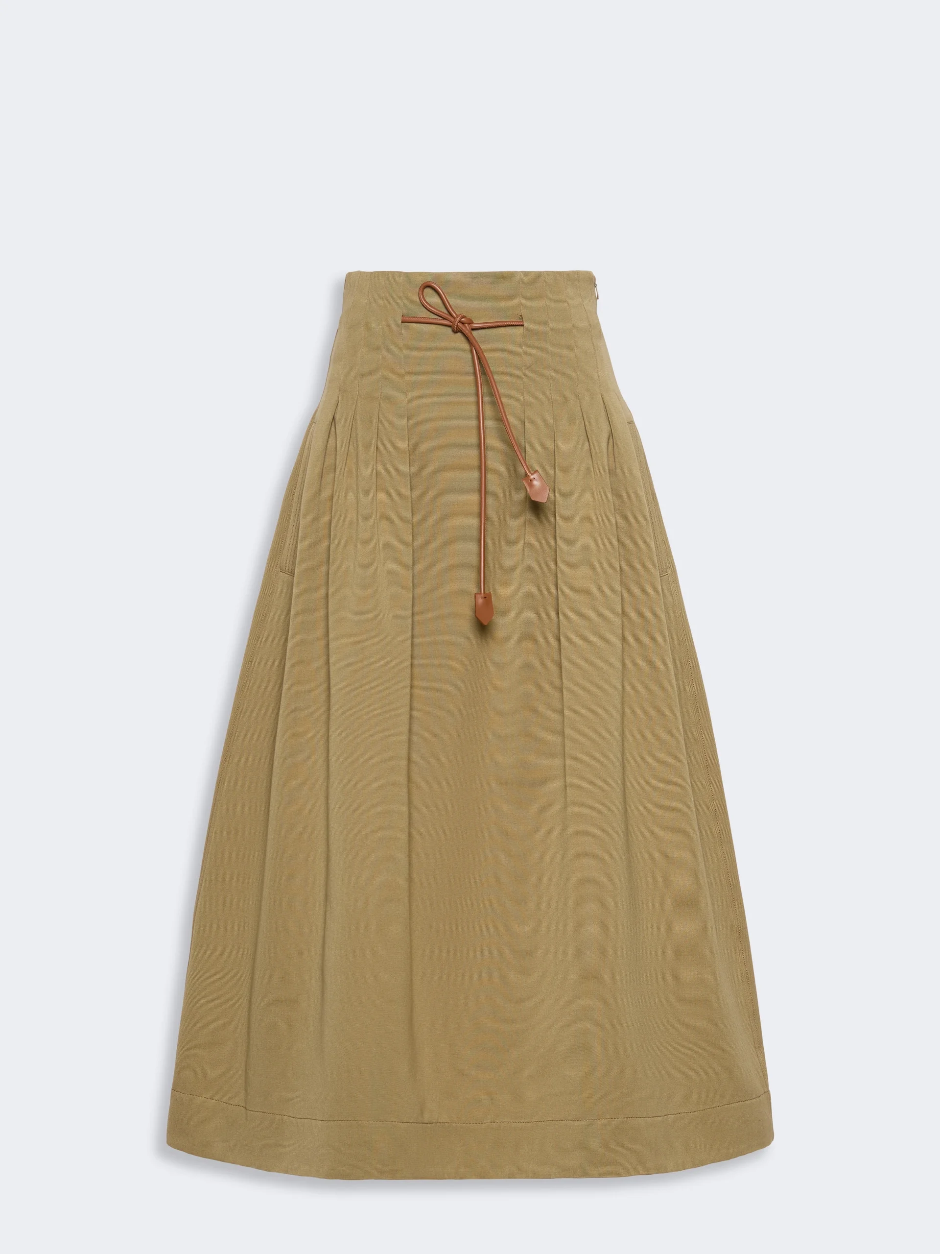 TEMPIO Pleated cotton Ottoman skirt - KAKI - 1