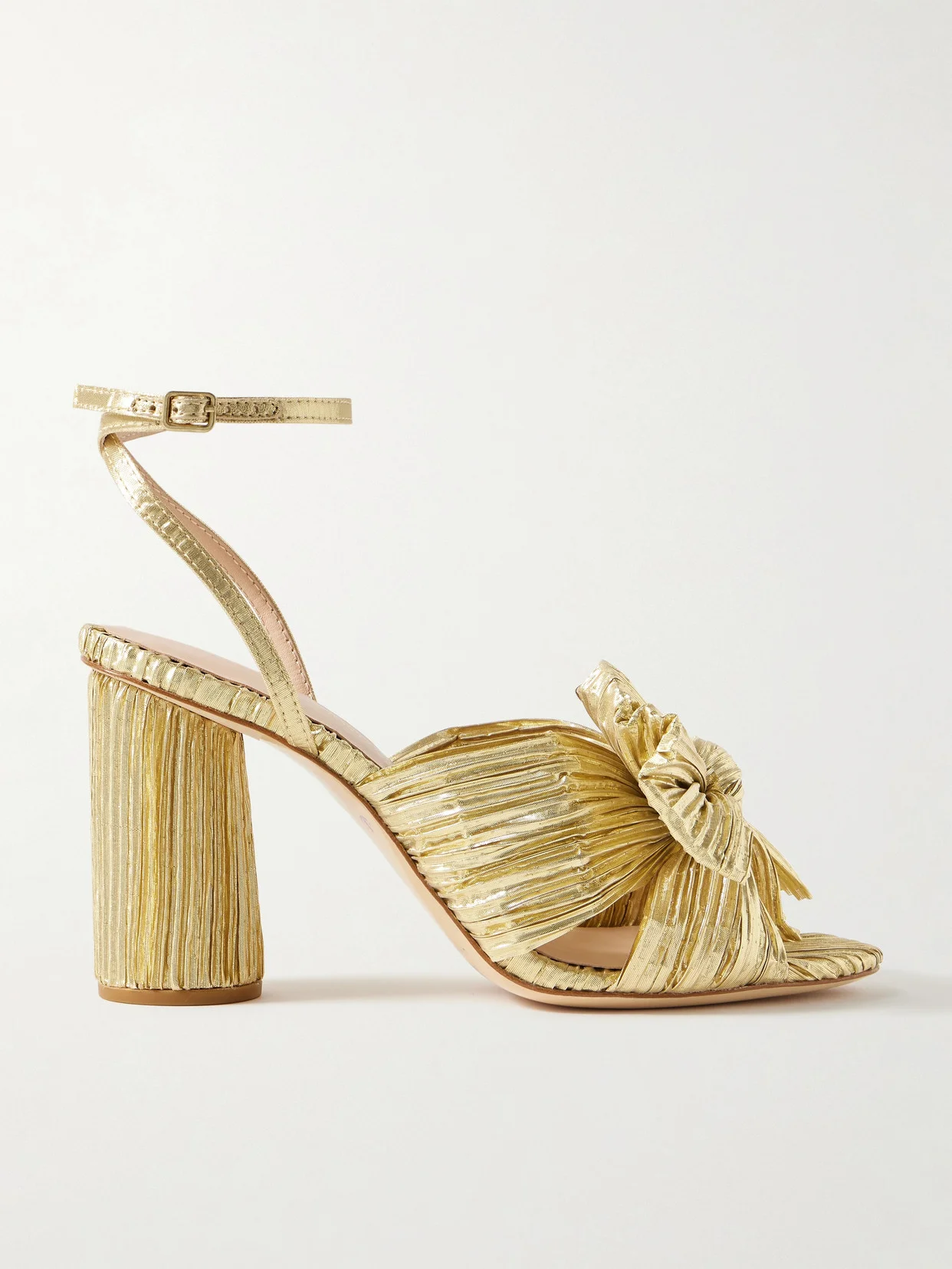 Camellia Bow-embellished Lamé Sandals - 1
