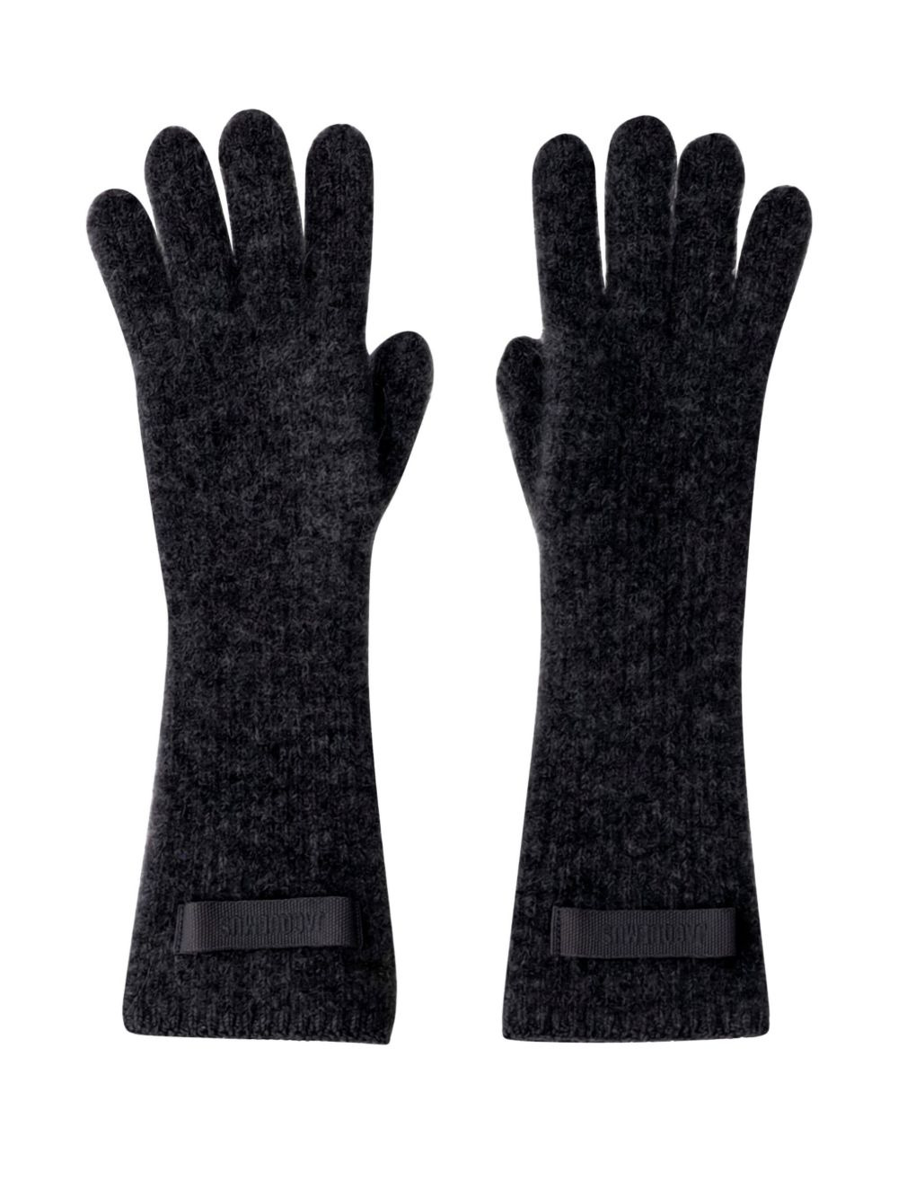 ribbed logo gloves - 1