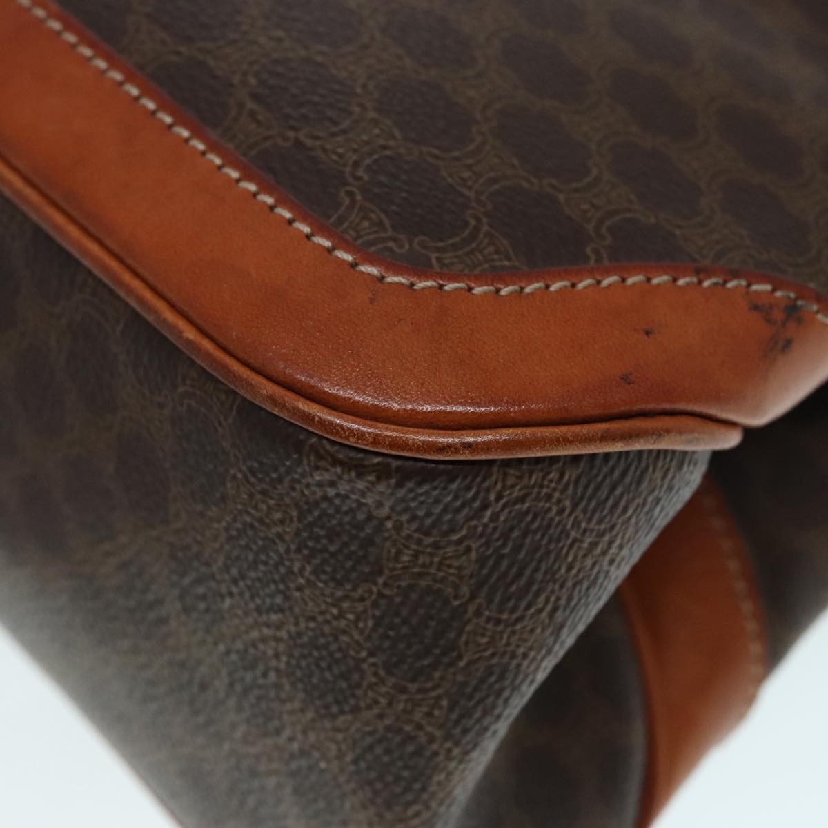 CELINE Macadam Canvas Hand Bag Pvc Leather Brown Gold - 16