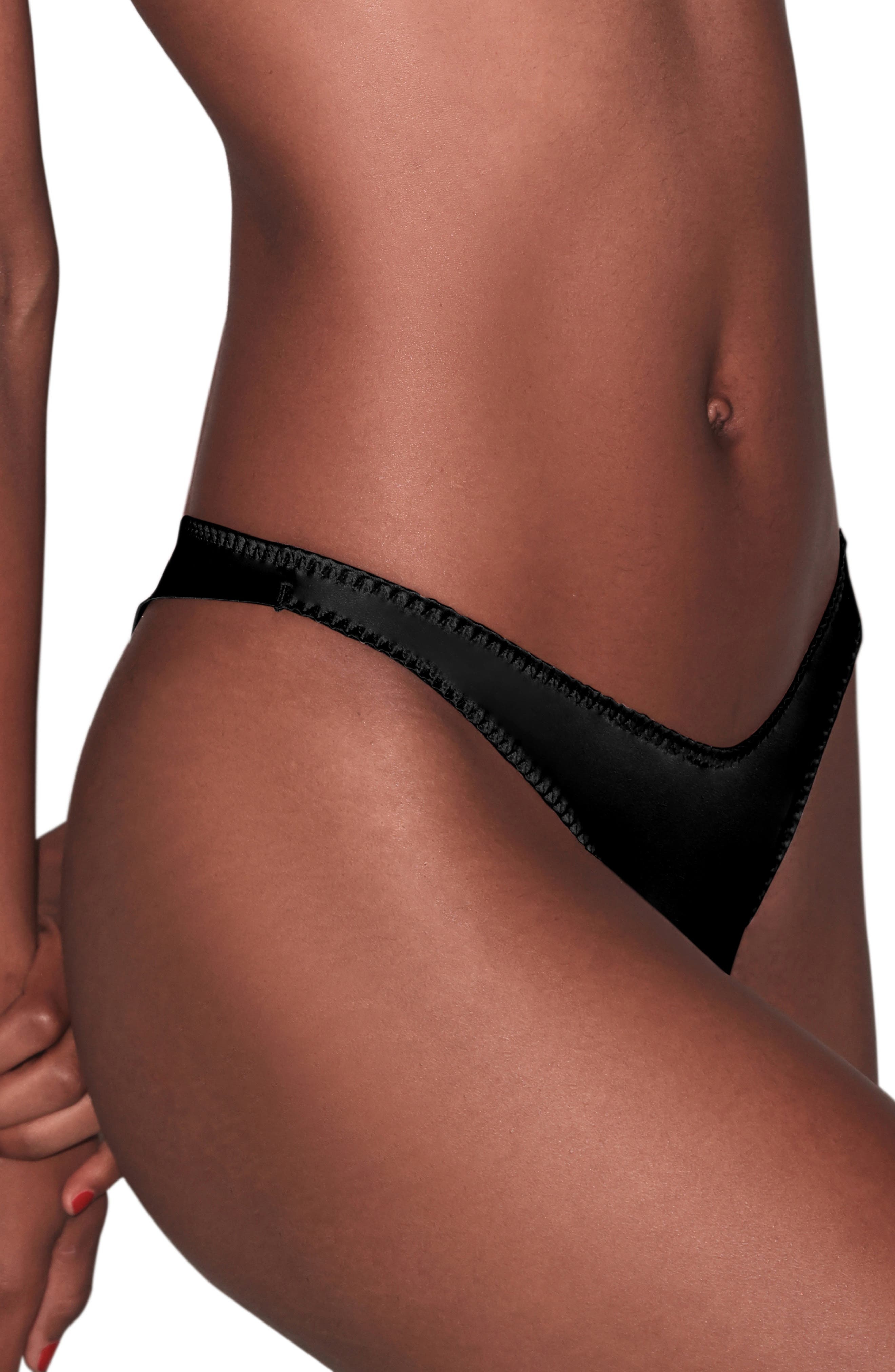 Fleur Du Mal Luxe Silk Blend Thong in Black at Nordstrom - 3