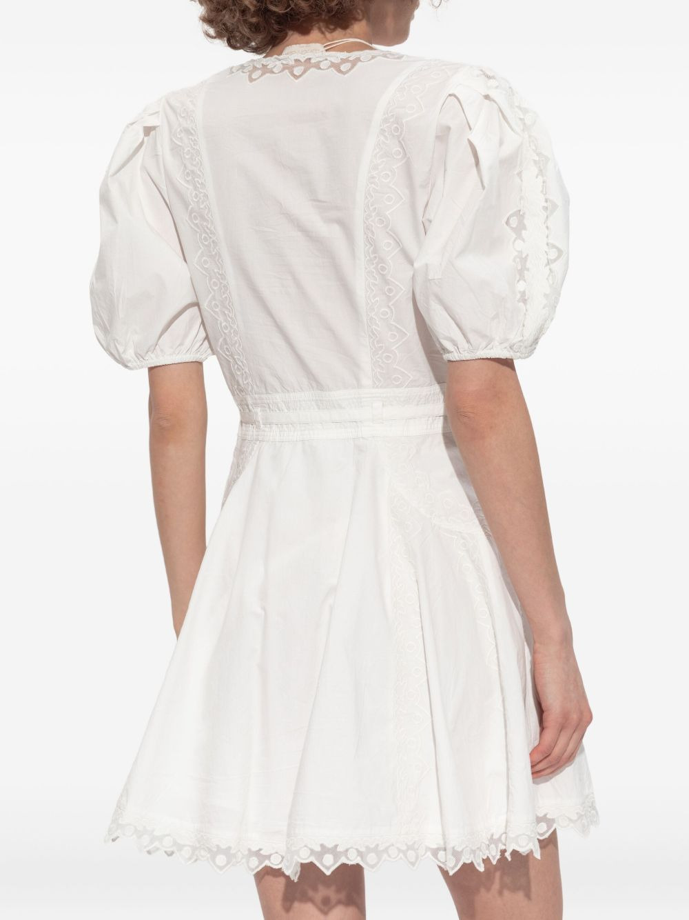 puff-sleeve embroidered dress - 4