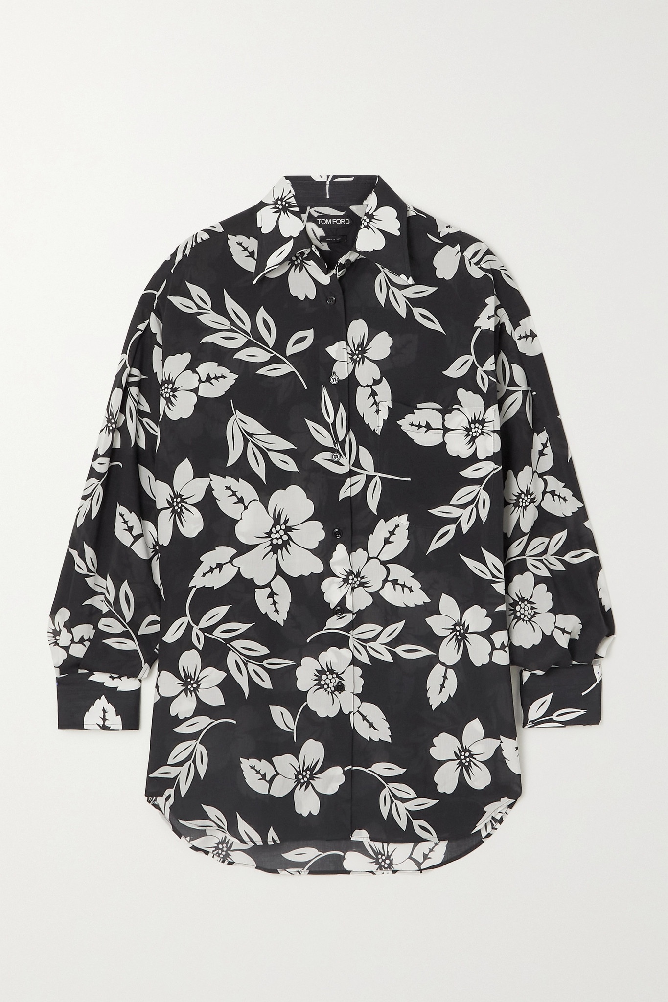 Oversized floral-print Lyocell shirt - 1