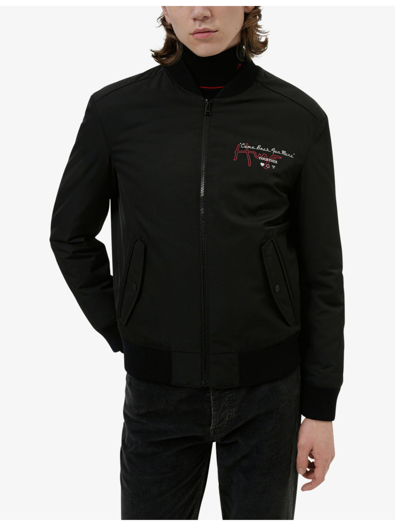 HUGO Snake-and-logo-print recycled polyester-blend bomber jacket outlook