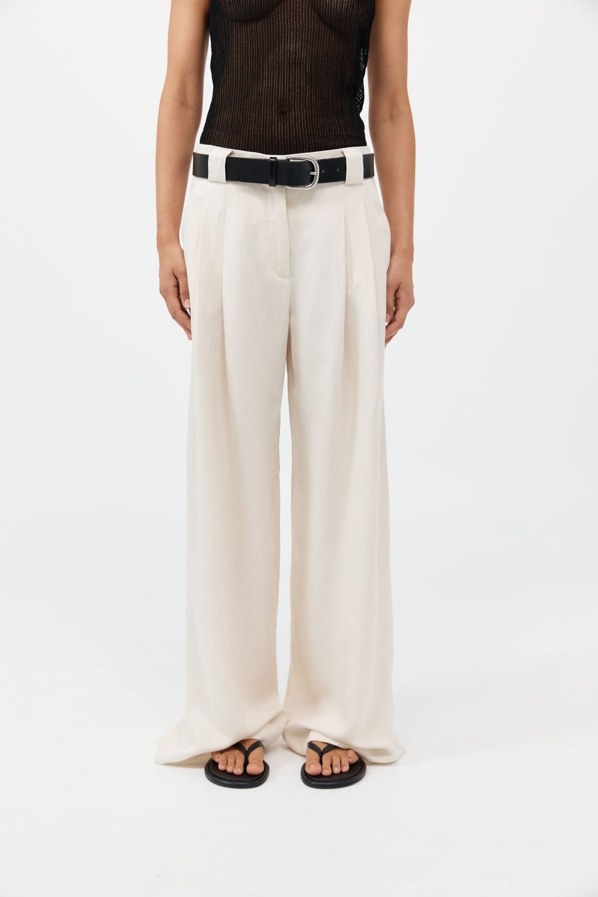 Wide Leg Pleat Pants - Tofu - 4