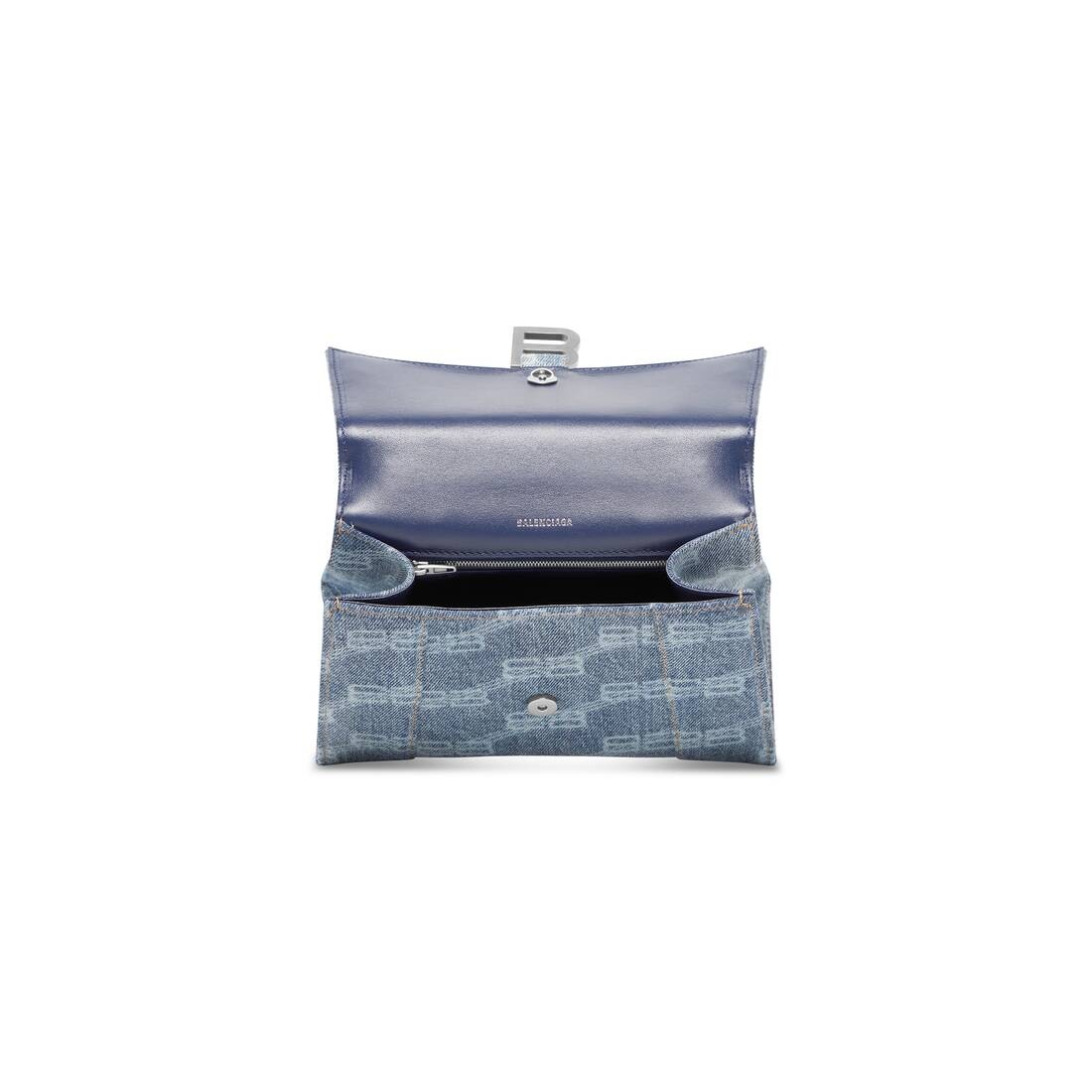 Women's Hourglass Small Handbag Bb Monogram Bleached Denim in Blue - 6