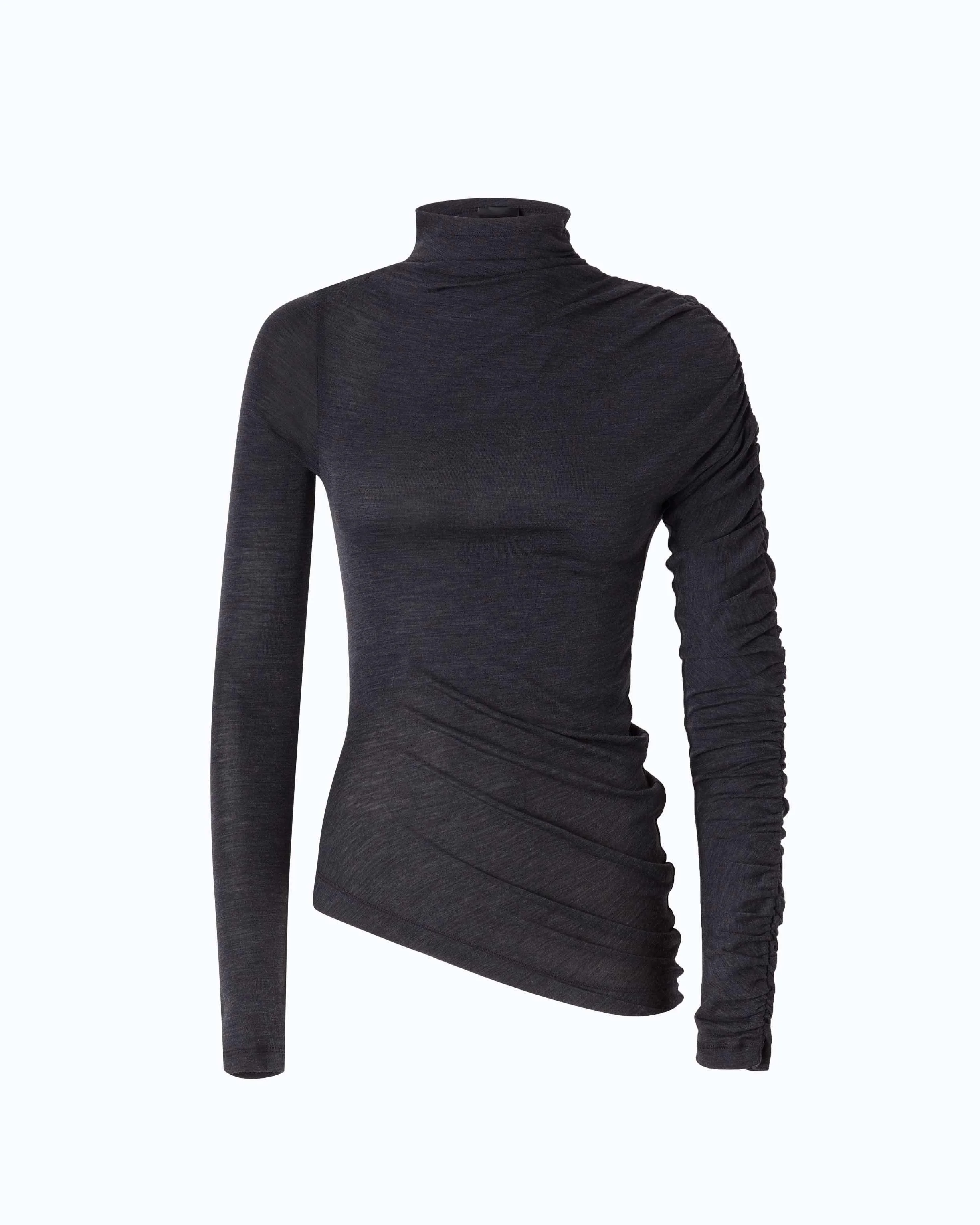 MOCK-TURTLENECK SWEATER WITH ASYMMETRIC HEM - 1