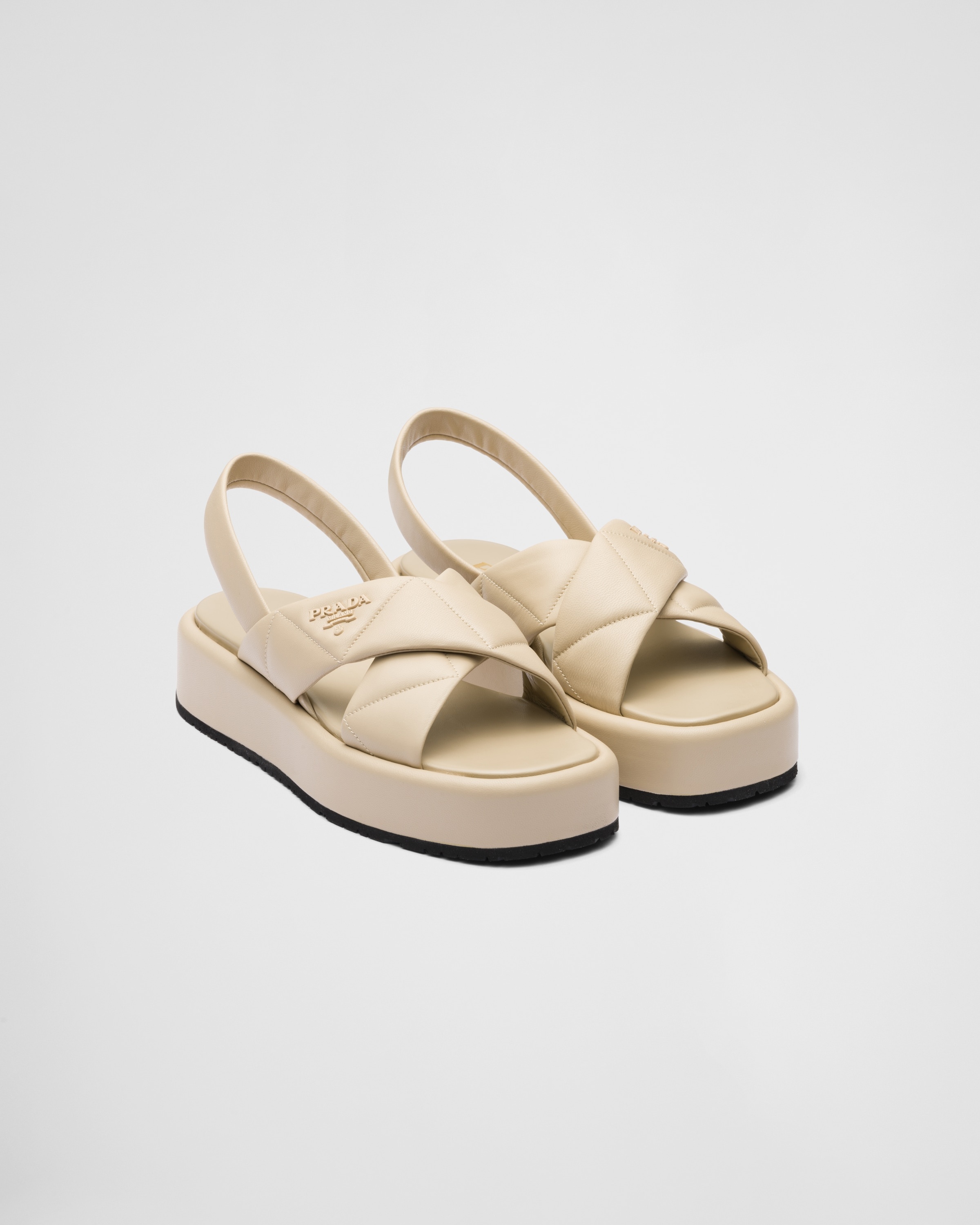 Quilted nappa leather flatform sandals - 1