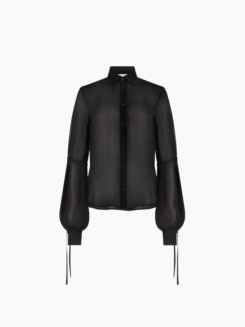 Silk See-Through Shirt With Bow Details 5